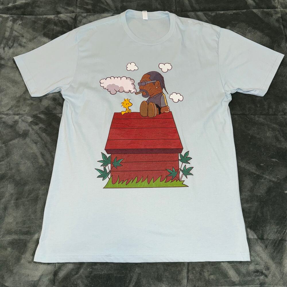 Next Level Apparel T Shirt Men Large Blue Snoop Dogg Print Short Sleeve Pullover